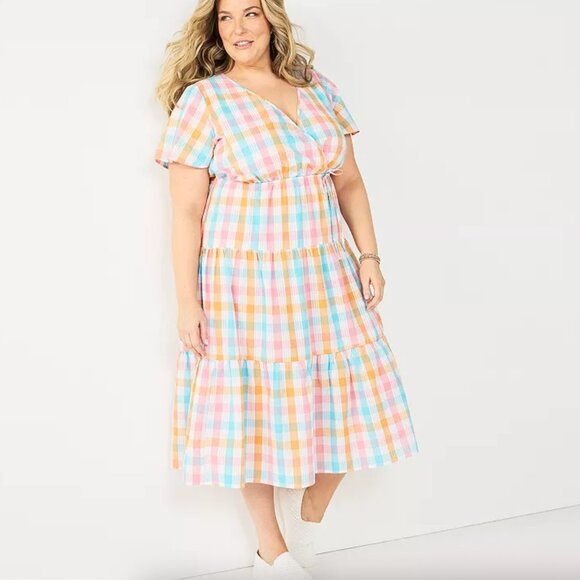 croft & barrow Dresses & Skirts - Croft & Barrow Multicolor Plaid Midi Dress 1X